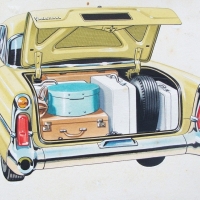 Vintage commercial illustration - gauche of the boot capacity of a Vauxhall - approx 16 x 20cm - Sold for $37 - 2015
