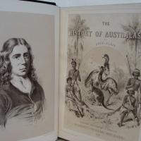 Hard cover Book - History of Australasia by Blair - 1st edition 1879  in blind stamped leather binding with original sepia toned lithographic plates - Sold for $122 - 2015
