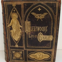 Hard cover Book - Large leather bound Life of Christ by Fleetwood pub Thomson and Niven circa 1870s with full colour lithographs and decorative blind  - Sold for $61 - 2015