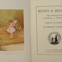 Hard cover book - Bunny and Brownie - 1st edition 1930 - 8 colour plates  -  by Ida Rentoul Outhwaite - Sold for $390 - 2015