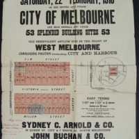 Vintage Real Estate poster for WEST MELBOURNE vacant blocks, to be sold on 22nd of Feb, 1913 - Sold for $110 - 2015