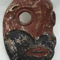 Carved and painted African wooden silhouette mask - Sold for $67 - 2015