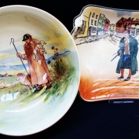2 x pces Royal Doulton Series ware - The Cotswold Shepherd Carlton shape bowl (D5561) & Dickens Barkis oblong dish 24cms D (D5175) - Sold for $55 - 2015