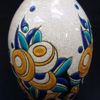 Art Deco Belgian pottery vase by Boch Belgium - 28cm tall - Sold for $171 - 2015