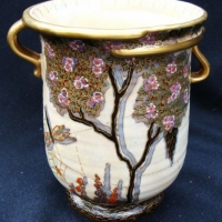 Art Deco Crown Devon handled vase , hand painted heavily gilded, with dragon fly  - approx - Sold for $134 - 2015
