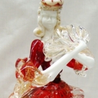 1950's Murano glass figure of a woman in red dress with gilt base and embellishment - approx h 265cm - Sold for $61 - 2015
