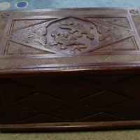 Small wooden chest with decorative  NZ Maori carving - Sold for $79 - 2015