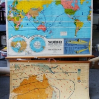 Two School wall maps  World and Australian Climate - Sold For $158 - 2015