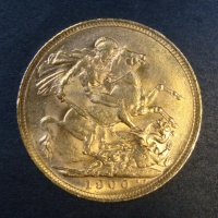 1900 Queen Victoria (veiled head) Full Gold Sovereign with Melbourne Mint mark - Sold for $488 - 2015