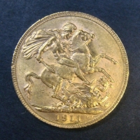 1911 King George V Full Gold Sovereign with Perth Mint mark - Sold for $396 - 2015