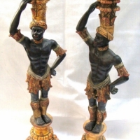 Pair modern Resin BLACKAMOORE Figural Candlesticks - Sold for $43 - 2015