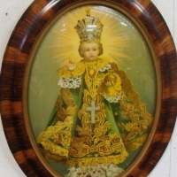 Framed print of Infant Jesus of Plaque in convex glass oval frame - Sold for $67 - 2015