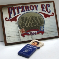 Group lot - Vintage VFL Fitzroy Football Club mirror & packet of Fitzroy Ardmona football cards - Sold for $98 - 2015