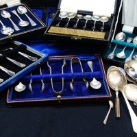 Group of vintage boxed EPNS spoon & fork sets - Sold for $43 - 2015