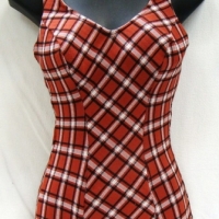 1950s Ladies brown & black checked one piece swim suit - Sold for $37