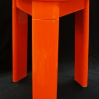 Retro bright orange plastic occasional table - made by Gedy Italy, designed by Olaf V Bohr - Sold for $30