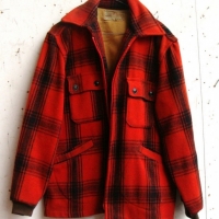 Vintage GENTS Woolen Lumber Jacket - Red & Black check pattern, original Melton Outer Ware label, large size - Sold for $24