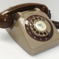 1970's Rotary dial telephone in two tone grey & beige Marked 3AW on the Dial - Sold for $49