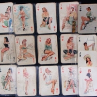 Group lot vintage risque swap cards - illustrated pin-up girls by HEINZ VILLIGER - Sold for $30