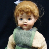 1950's Hard plastic Pedigree walker doll - open mouth with teeth, sleep eyes, original wig & vintage dress Approx 52cm L Arms need restringing - Sold for $73 - 2015
