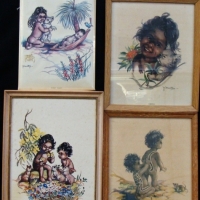 4 x cute Peg Maltby prints of aboriginal children - Sold for $67 - 2015