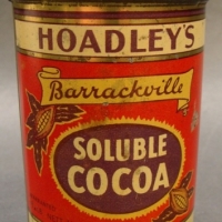 1920's Small Hoadley's Barrackville Soluble Cocoa Tin (14 lb) - exc Cond - Sold for $55 - 2015