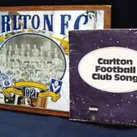2 x Carlton VFL items - 1970s mirror with image of the 1921 team & 45 RPM club song record - Sold for $30 - 2015