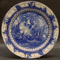 Royal Doulton Nautical History Series Ware blue & white rack plate The Spanish Armada - 1908-1928 - D3052 - Sold for $30 - 2015