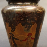 Enameled brass Miniature vase - decorated with dancing figures - Sold for $37 - 2015