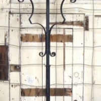Large modern wrought iron floor candelabra - 3 tiered to hold 16 candles - Sold for $24 - 2015