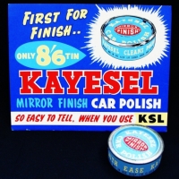 Vintage Mirror Finish Kayesel Car Polish with original advertising card - Sold for $79 - 2015