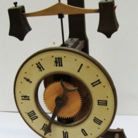 Vintage Baumann Ltd wooden skeleton mantle clock - marks to back - Buco Swiss, CH-9444 Diepoldsau - 38 cms H - Sold for $61 - 2015