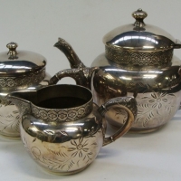 Vintage EPNS 3 piece tea service with ornate decoration - Sold for $55 - 2015