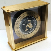 Vintage Seiko quartz World Time aeroplane mantle clock - brushed gold metal case - works - Sold for $37 - 2015