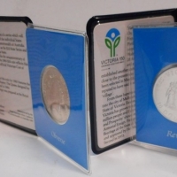 2 x boxed Royal Australian Mint 1985 $10 coins commemorating Victoria 150 - Sold for $43 - 2015