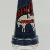 Golden Fleece Paraffin Base Motor Oil Bottle with Blue Top - Top Marked 'Property of HC Sleigh', Bottle marked 'ER Tas', some paint loss to tip of spo - Sold for $2928 - 2015