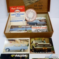 Group lot motoring ephemera & cigarette box incl ESSO anti-misting tissues, Ford & other advertsing postcards etc - Sold for $49 - 2015