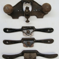 Group lot spoke shaves & plane incl - unusual Record plane, Stanley spoke shave, etc - Sold for $30 - 2015