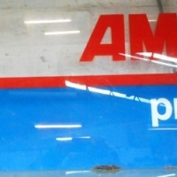 Large Perspex AMPOL Product Range sign - Sold for $37 - 2015