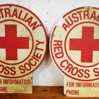 Pair Vintage Australian Red Cross Society tin signs - Sold for $110 - 2015
