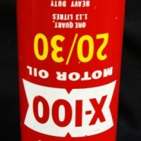 Vintage SHELL Motor Oil tin - X-100 2030 oil one quart - printed UPSIDE DOWN - Sold for $79 - 2015