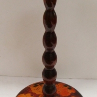 Early 1900's  Australian Pokerwork wig stand with turned column & floral detailing Approx 23cm H - Sold for $30 - 2015