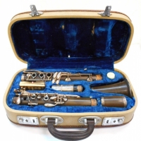 Vintage clarinet in original case with gilt reed box and contents - Sold for $61 - 2015