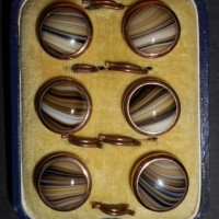 Boxed banded agate button set, c1900 - Sold for $37 - 2015