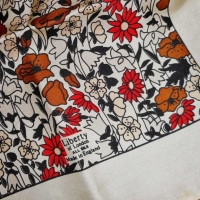 Vintage Liberty Of London silk scarf - cream ground with red, brown & peach floral design - Sold for $43 - 2015