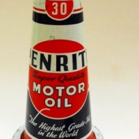 Vintage Australian PENRITE tin oil funnel & cap - red, blue & white advertisement - great condition - Sold for $390 - 2015