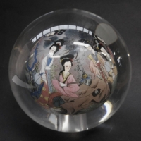 Chinese handpainted glass ball shaped paperweight -  painted on the inside & feat Traditional figures - Sold for $24 - 2015