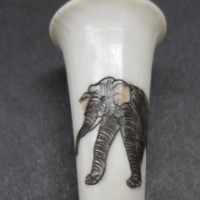 Vintage Ivory cigarette holder - image of elephant inscribed & black band around centre - Sold for $55 - 2015