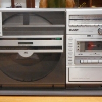 c 1980s Sharp stereo system with pair speakers - record, tape and radio player - Sold for $134 - 2015