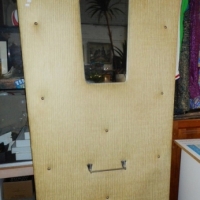 1950's HALL STAND - Padded Beige vinyl w Mirror, Coat Hooks, Racks & Umbrella stand - fab cond - Sold for $159 - 2015